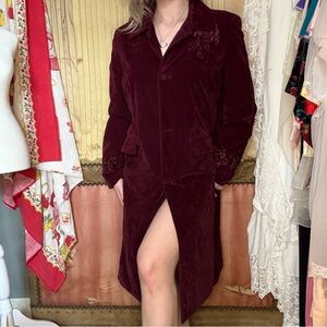 Newport News Deep Burgundy Velvet Coat